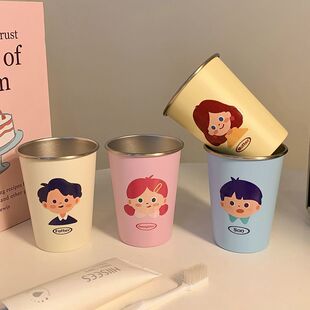 卡通一家四口加厚可爱漱口杯简约防霉不锈钢牙刷耐脏情侣创意洗漱