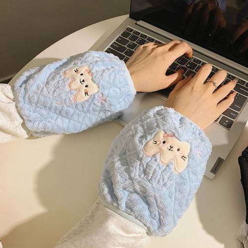 秋冬季上学学生耐脏可爱防污袖套保暖套袖羽绒服成人短款护袖套袖