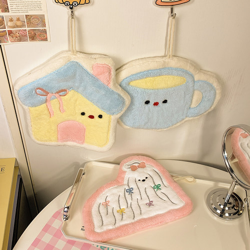 卡通家居擦手巾儿童家用厨房卫生间卡通擦手擦脚速干吸水毛巾女生