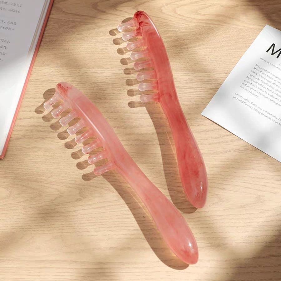 头部按摩梳子经络疏通点穴拨筋棒五爪梳子头皮刮痧宽齿梳子便携式