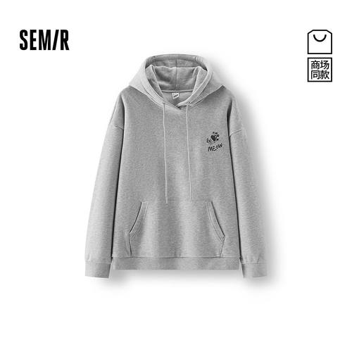 商场同款|森马卫衣女冬图案绣花抓绒宽松连帽2025款107725116007