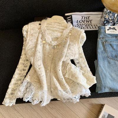 Jade Closet直营店推荐~美拉德甜美风针织马甲背心蕾丝小衫两件套