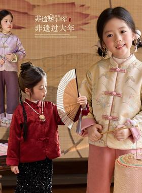 小O宝童装 宝宝新中式外套女夹棉2026新款女童过年红色国风拜年服