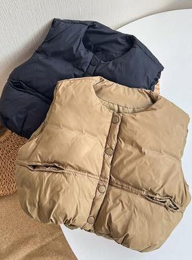 2023秋冬新款男女童韩版洋派羽绒棉马甲儿童加厚保暖背心坎肩外套