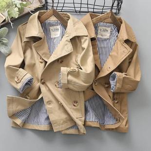 风衣外套男童春秋中长版装英伦风秋衣大衣儿童外衣开 衫亲子装洋