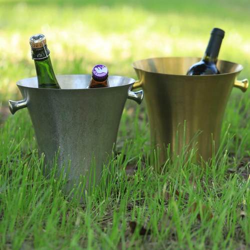 金色磨砂不锈钢冰酒桶复古大号冰酒容器香槟冰酒桶家居样板房装饰