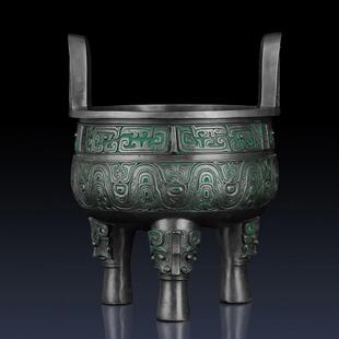 纯黄铜克鼎摆件办公室招财铜鼎客厅装饰品青铜器摆件家用铜鼎香炉