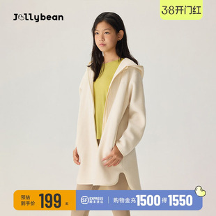 jollybean | 女童抓绒外套25冬保暖羊羔绒中长连帽外套【野趣豆】