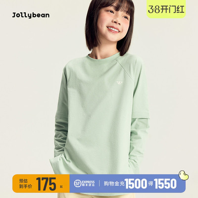 jollybean丨女童长袖26春轻薄速干印花假两件长袖【tennis bean】