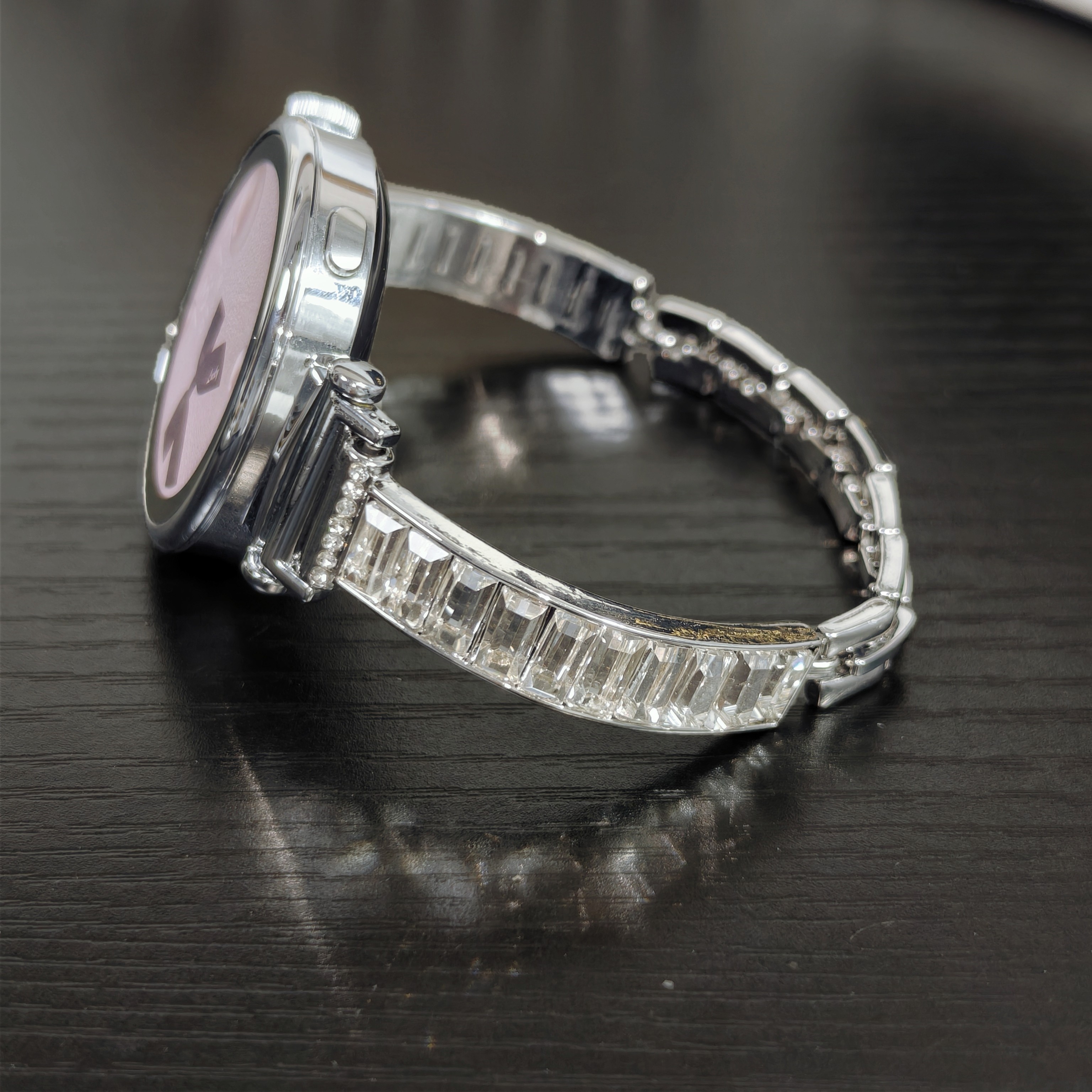 适用Oppo watch x2mini表带满钻闪四叶草金属华为GT5/4手表手链女
