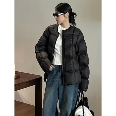 冰洁羽绒服糖果色无胆泡芙女2025短款云朵超轻白鸭绒方块面包冬季