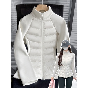 简若羽绒服白色修身轻便排骨内胆女款秋冬季轻薄收腰立领上衣外套
