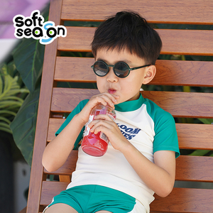 SOFTSEASON儿童泳衣男童中大童青少年分体游泳衣2023泳装泳裤套装