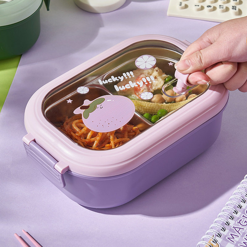 新品保温学生饭盒食堂分格不锈钢饭盒便当盒分隔型上班族餐盒