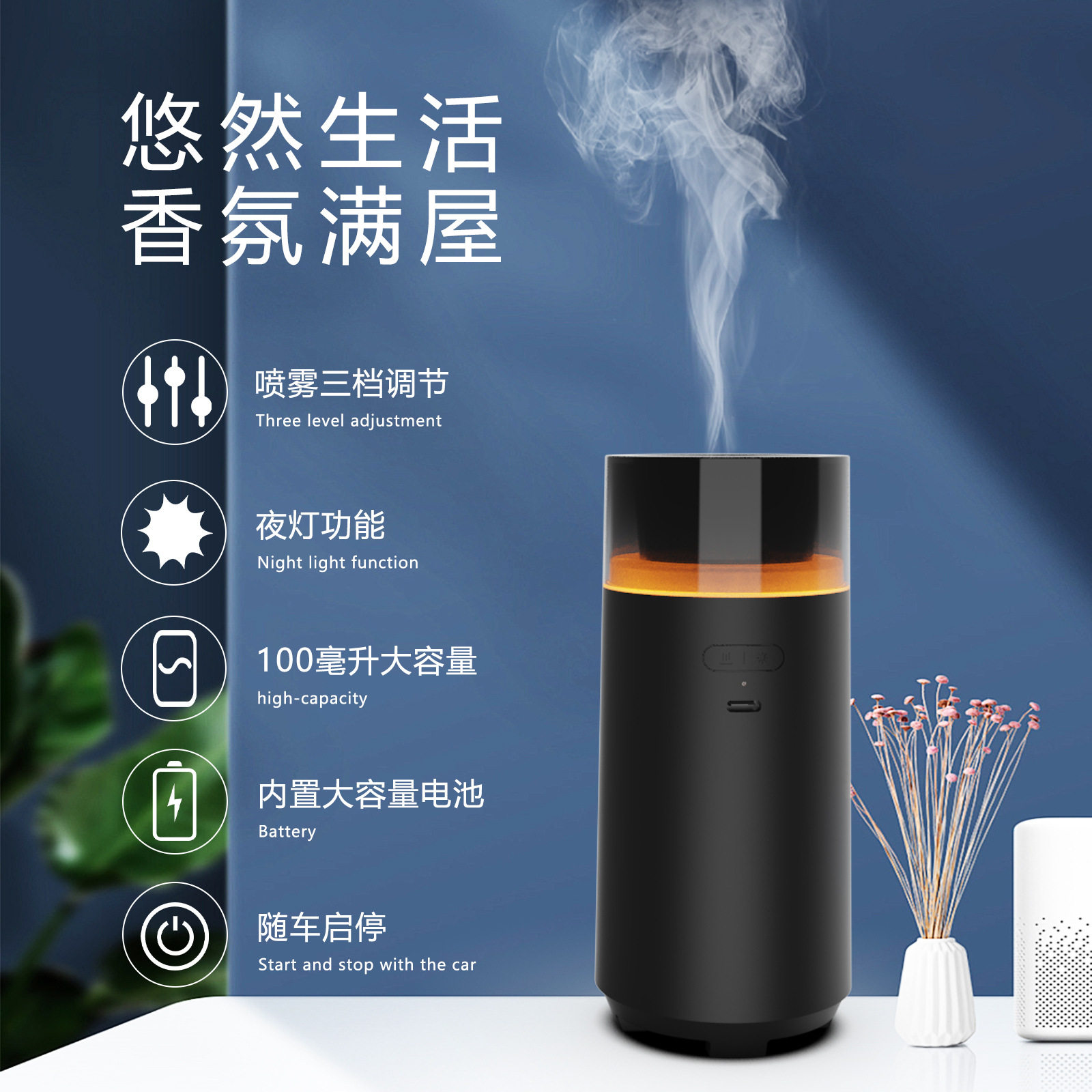 无线车载香薰机随车启停