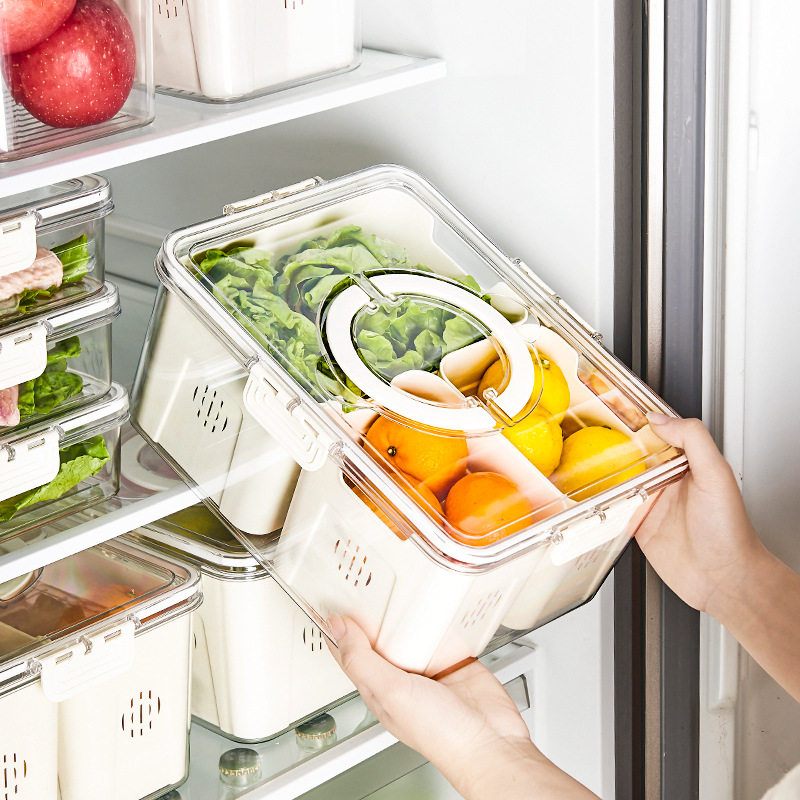 冰箱收纳盒食品级家用透明有盖子厨房整理鸡蛋盒沥水保鲜水果盒子