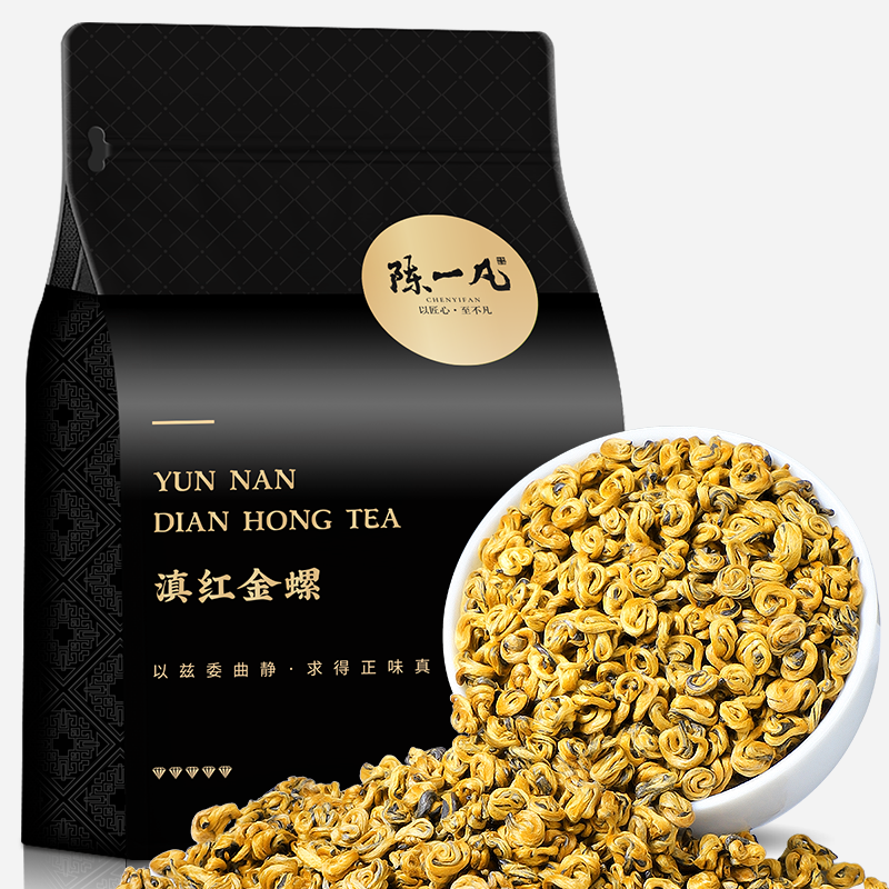 陈一凡 滇红金螺 蜜香型红茶 茶叶新茶 云南凤庆滇红工夫红茶袋装