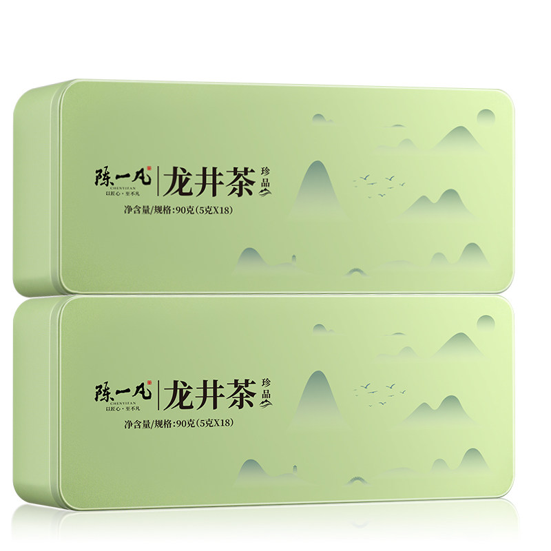 陈一凡龙井茶 正宗杭州原产龙井绿茶春茶嫩芽 送礼盒装18泡共90g