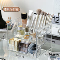 Desktop cosmetics storage box, acrylic transparent student dormitory skin care products dressing table, layered organization and storage rack thumbnail 2