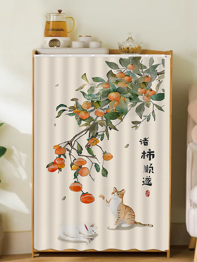 新型中国风橱柜窗帘防尘窗帘杂物柜窗帘免冲孔轨迹丑陋窗帘书柜窗,居家布艺,门帘,淘宝优惠券,粉丝福利购,淘宝优惠卷