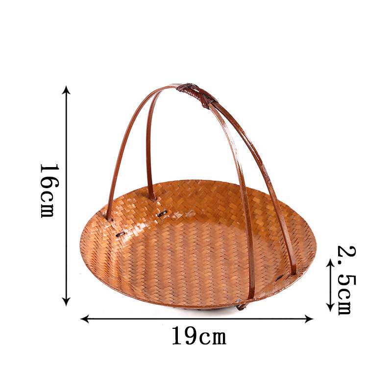 围炉煮茶果盘竹制手提点心篮手工编织果盘茶点盘展示架提篮点心盘