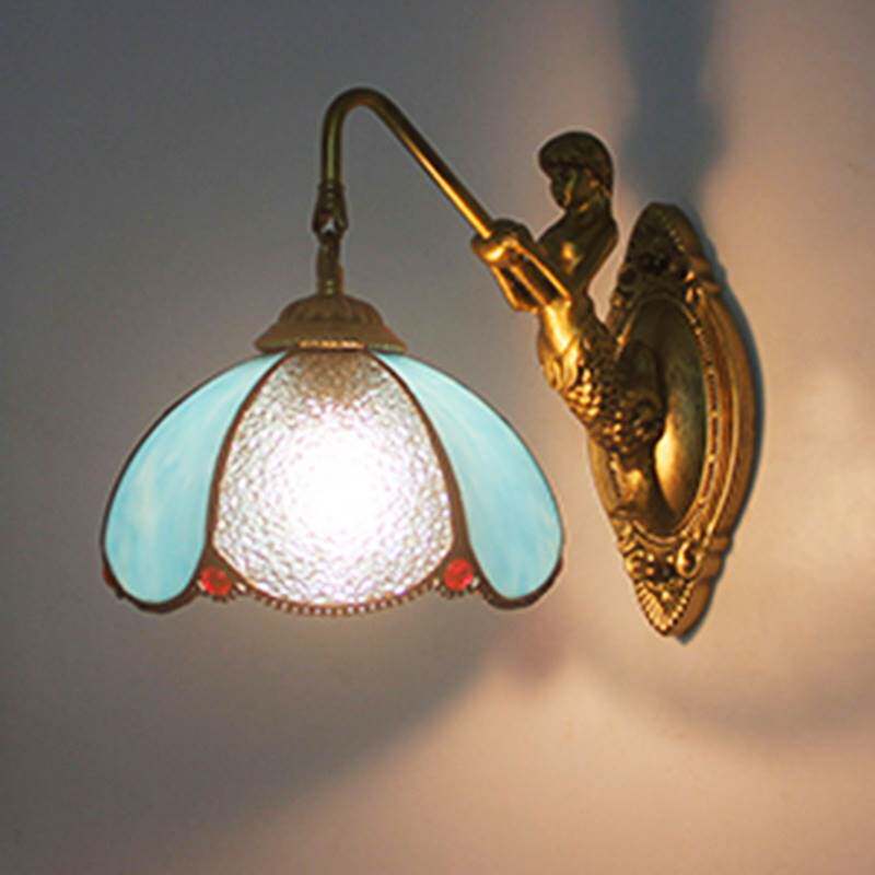 欧式复古美人鱼墙壁造形客厅餐厅走廊过道镜前灯卧室床头蒂凡尼灯