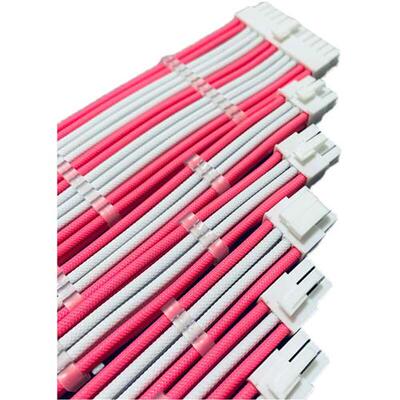 全模组电源粉白色定制线粉色供电延长线加长24p主板显卡8包网硅胶