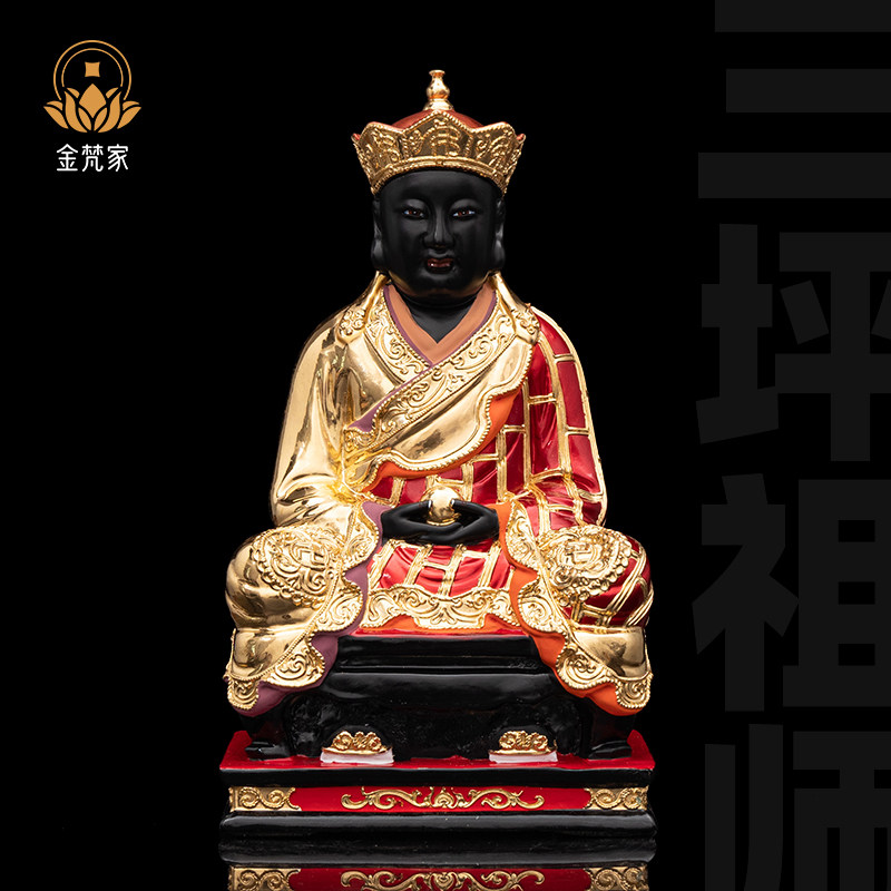 三坪祖师公神像三平寺义忠禅师香樟木雕正金广济大师家用供奉摆件