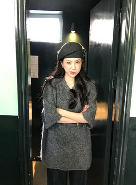 isaro uu 云朵触感~山羊绒羊毛拉绒慵懒宽松廓形中袖毛衣