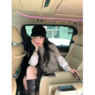 背后开叉纽扣圆领短袖 柔软亲肤丝羊绒羊毛混纺 针织毛衣 isaro