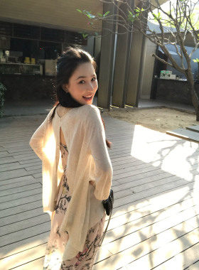 isaro uu 莱赛尔亚麻慵懒开衫~不规则下摆前后两穿针织空调防晒衫