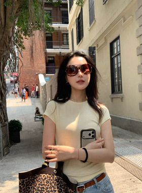 isaro uu 氧气感软软天丝亚麻T~闭眼入系列正肩小圆领显瘦短袖T恤