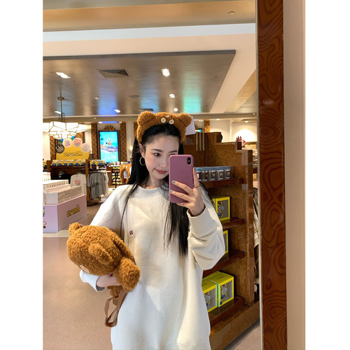 isaro uu 高品du家定染卫衣~高克重柔软亲肤刺绣字母圆领宽松卫衣