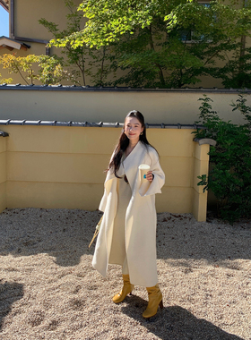 isaro uu 苏力羊毛大衣~慵懒感插肩袖一粒扣宽松廓形毛呢外套