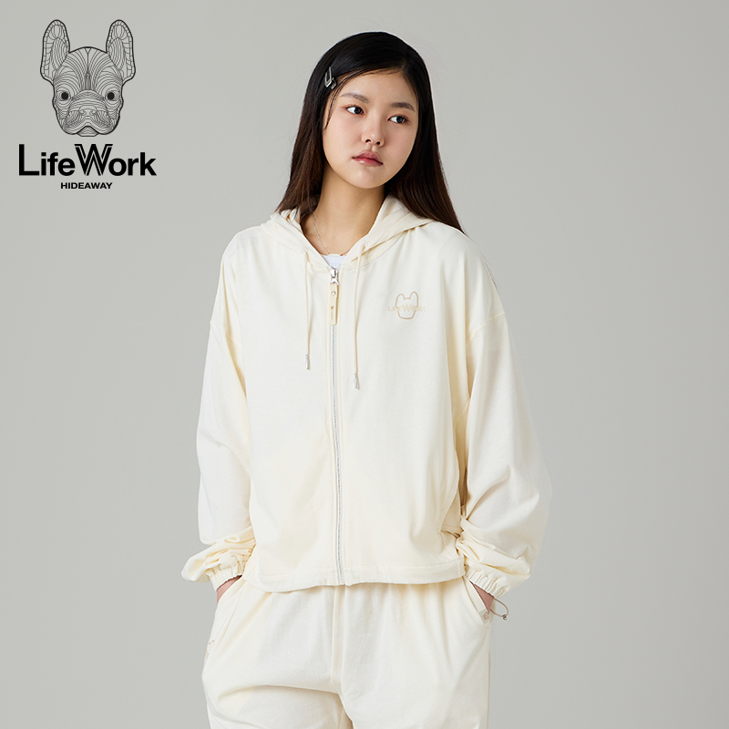LifeWork春夏新款卫衣女连帽拉链外套休闲宽松开衫上衣韩版