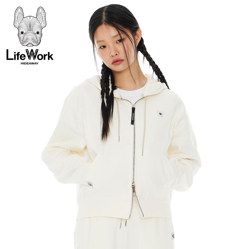 LifeWork4年春季新款连帽针织开衫韩时尚休闲短款外套女上衣