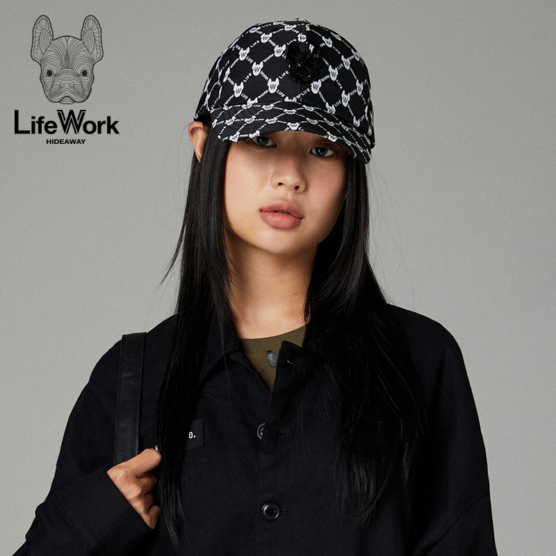 lifework2023年秋季新款韩版棒球帽法斗犬图案嘻哈鸭舌帽男女潮牌