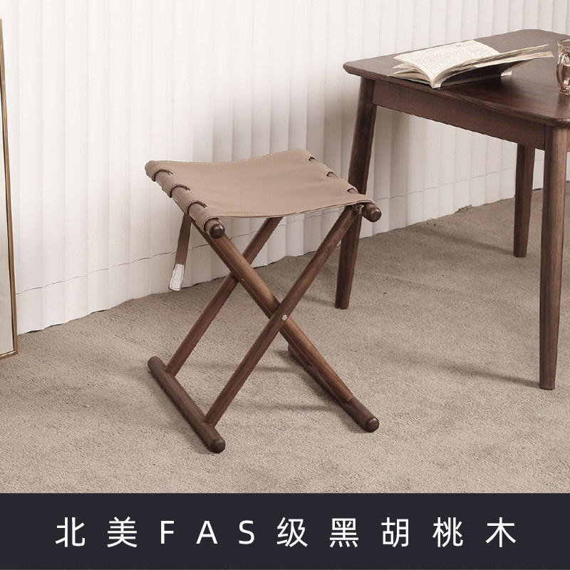 黑胡桃马扎实木便携式小凳子换鞋凳折叠凳户外凳榫卯户外露营钓鱼