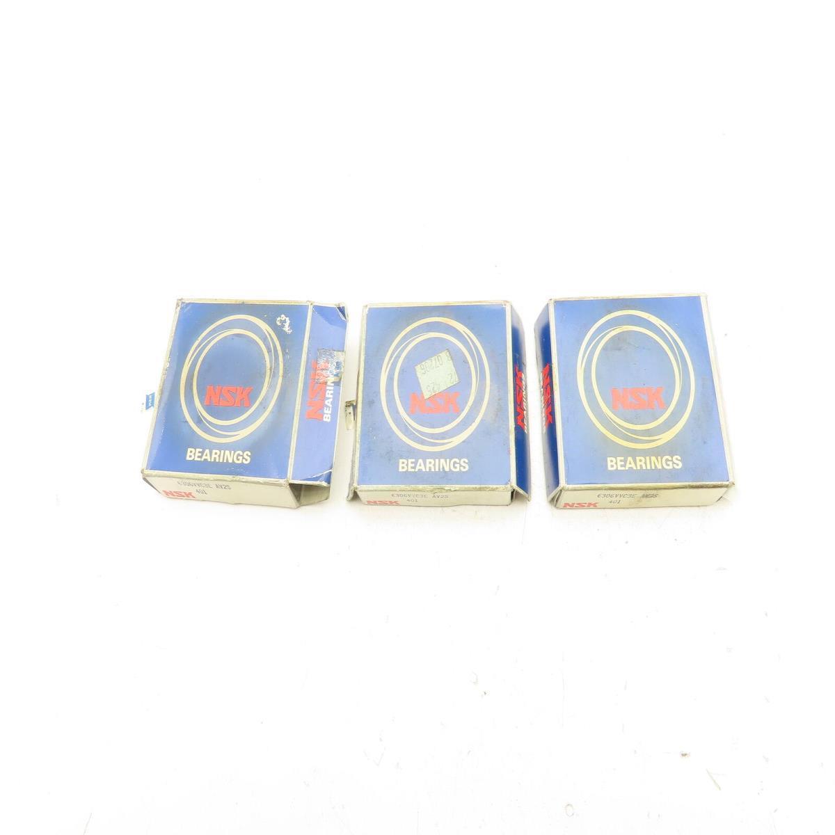 NSK 6306VVC3E 深沟滚子轴承 30 毫米 ID 72 毫米 OD 批量 3 件库