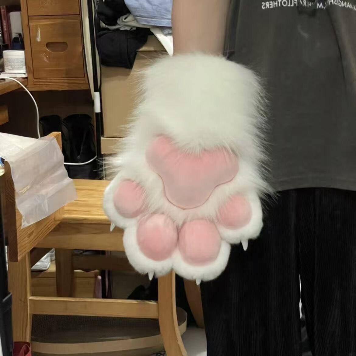 二次元漫展可爱猫爪道具cosplay配件Furry福瑞兽爪子毛绒手套现货