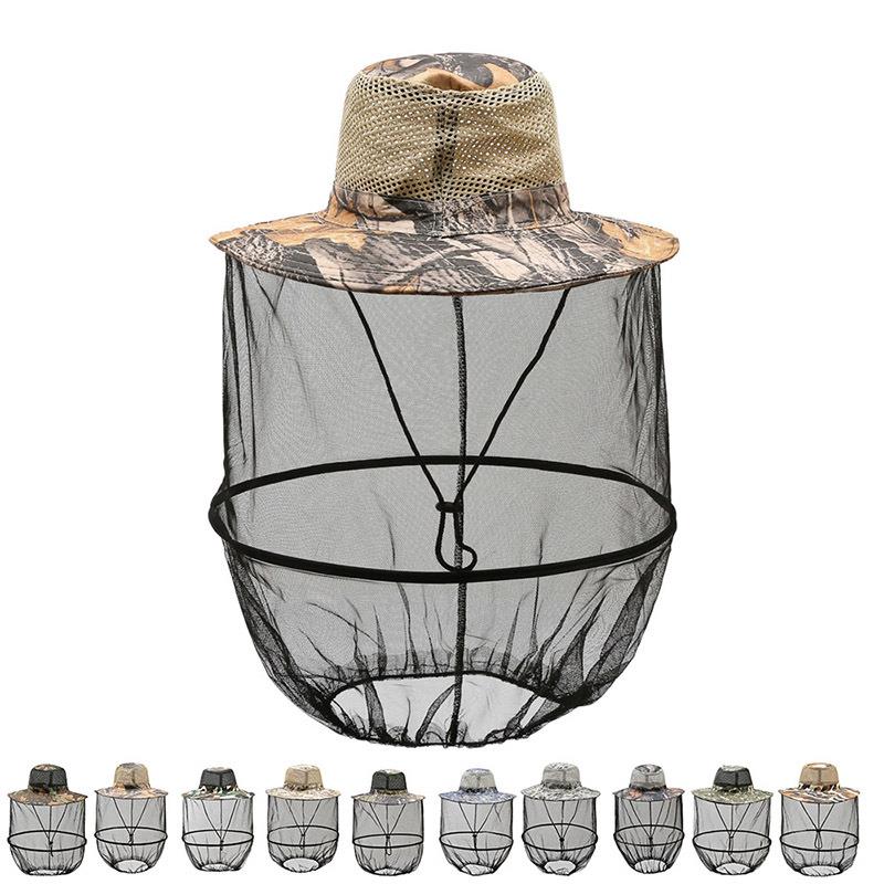 防蚊头罩钓鱼帽子男士防晒帽夜钓装备户外蜜蜂防蜂防虫帽网纱面罩