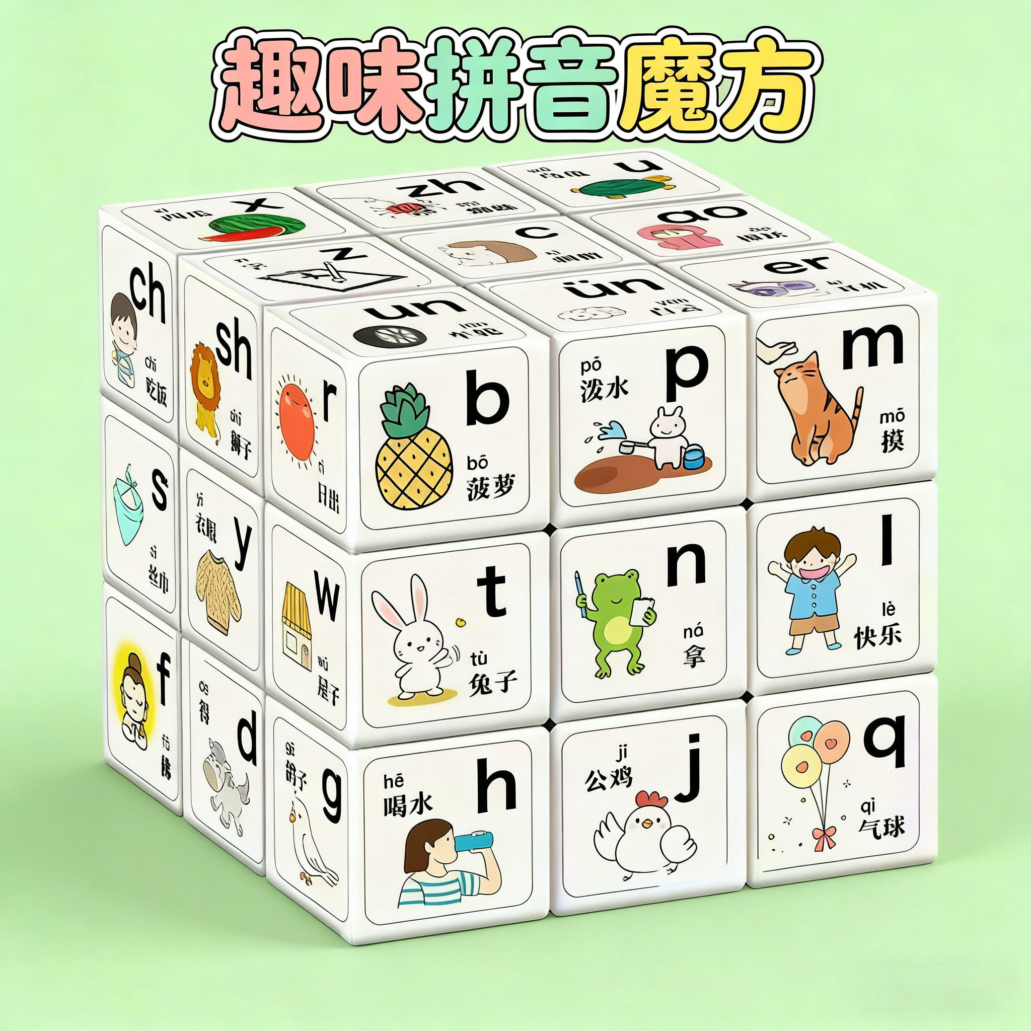 三阶百变拼音音标魔方早教益智
