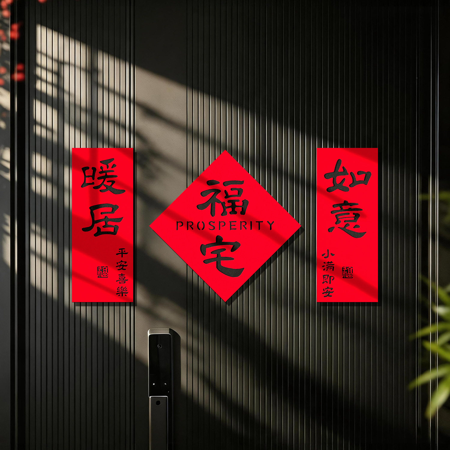 乔迁之喜绒布自粘小对联磁吸门贴福字贴新房大门布置搬家入宅装饰