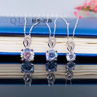 PT950铂金美国进口D色莫桑石爱心吊坠项链玫瑰金四爪心心相印项链