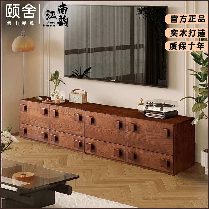 中古风全实木卡门柜组合卧室床头柜电视柜模块柜客厅储物沙发边柜