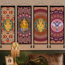 东南亚风印度泰式禅意大象软装布艺挂画餐厅招财壁画卧室装饰挂毯