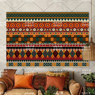 酒馆民族风布艺挂画波西米亚花纹新疆挂布民宿餐厅室内背景挂布