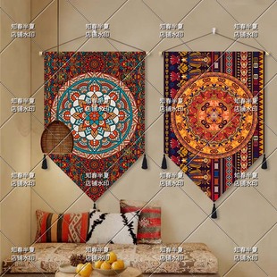 波西米亚民族风三角装 饰布民族民谣酒馆餐厅布艺挂画挂布帘布画