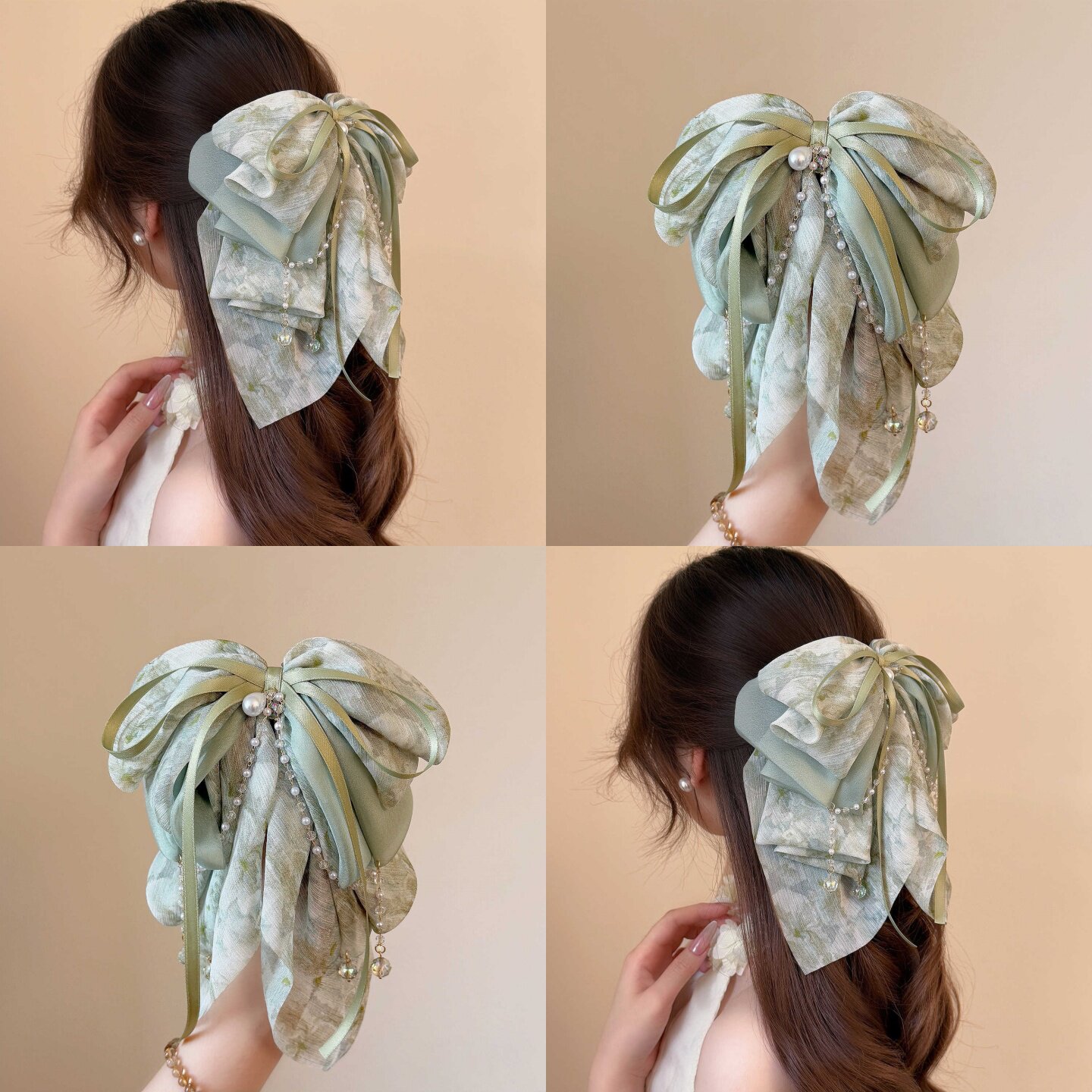 清新绿精致抓夹出行显发量抓夹女