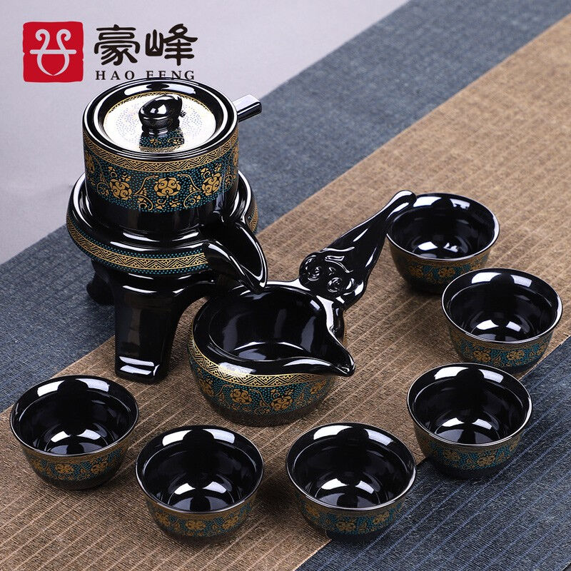 豪峰整套懒人自动功夫茶具套装防烫茶盘泡茶器家用石磨【绿】【西